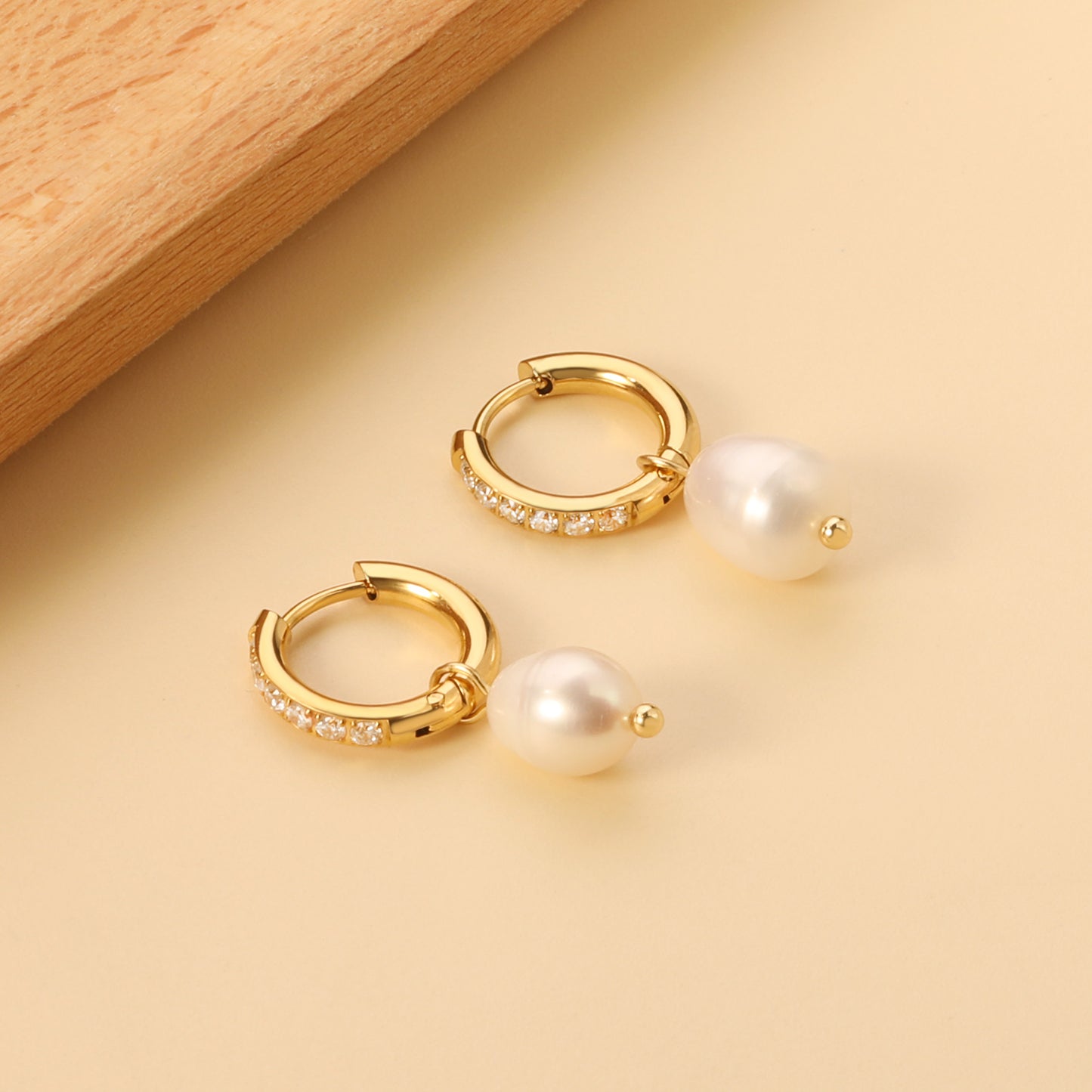 Luna Pearl Huggie Earrings