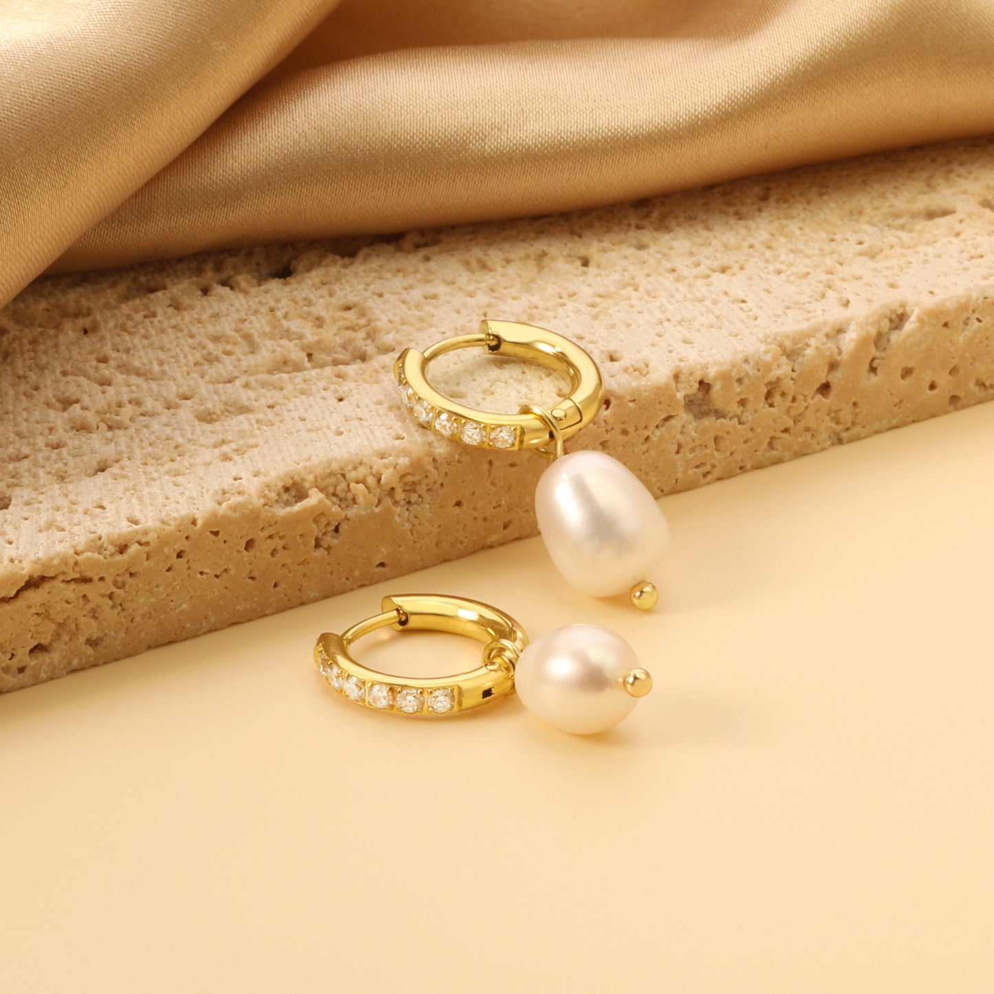 Luna Pearl Huggie Earrings